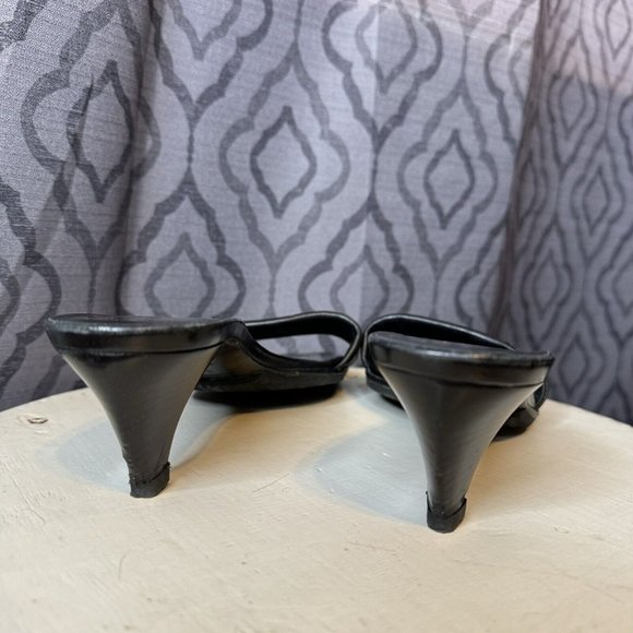 Prada Kitten Heels US 8 Black Open Toe Stitching IT 38 Shoes Women Slip On - Picture 8 of 15